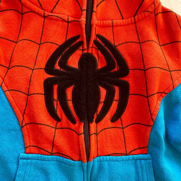 Spiderman Hooded Zip-Up Sweatshirt Hooded Mask boy's size 5/6 Marvel - Picture 4 of 10
